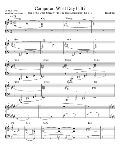 "Computer, What Day Is It?" sheet music